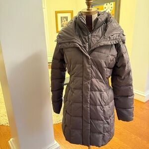 COLE HAAN Signature Women's S Gray Hooded Down Puffer Jacket Coat Winter Warm